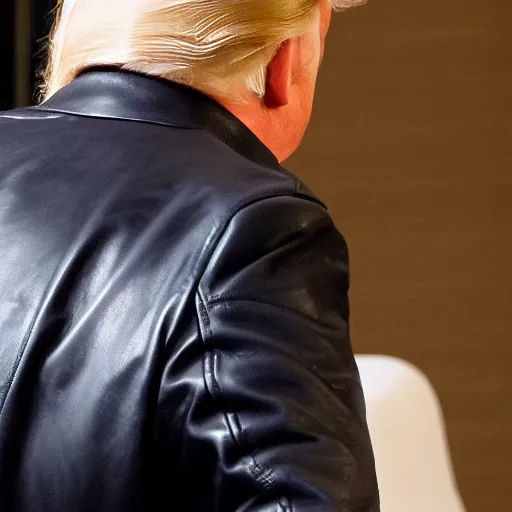 Image similar to close up high resolution photo of donald trump as a leather daddy, instagram, trending