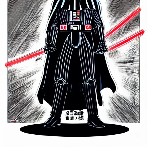 Prompt: darth vader in the style of kohei horikoshi, manga cover,