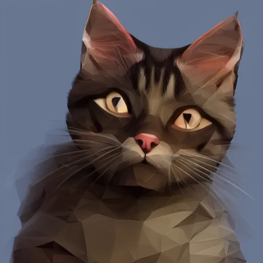 Prompt: a lovely cat sending kisses, low poly, artstation