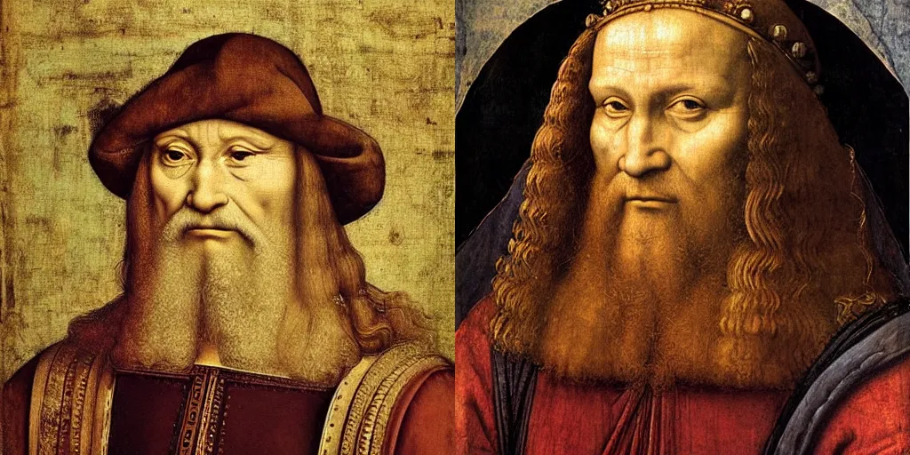 Prompt: a highly detailed renaissance portrait of a very old king by Leonardo da Vinci