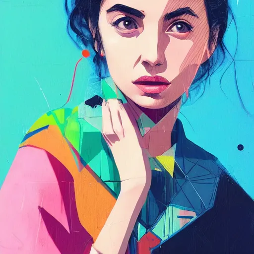 Image similar to Ana de Armas profile picture by Sachin Teng , asymmetrical, positive vibes, Organic Painting , digital art, trending on artstation, Matte Painting, geometric shapes, hard edges, realism, graffiti, street art:2 by Sachin Teng:4