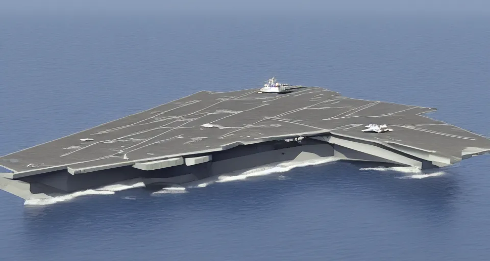 Image similar to an elaborate stealth aircraft carrier design, modern, detailed, 4k photo, stealth, sleek, obsidian, wow