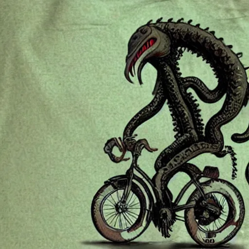 Prompt: cthulu riding a bicycle, realistic