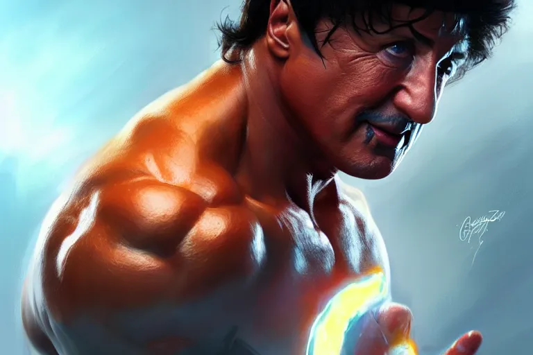 Image similar to a calzone sylvester stallone, hyper detailed, digital art, artstation, cinematic lighting, studio quality, smooth render, by artgerm, greg rutkowski, boris vallejo