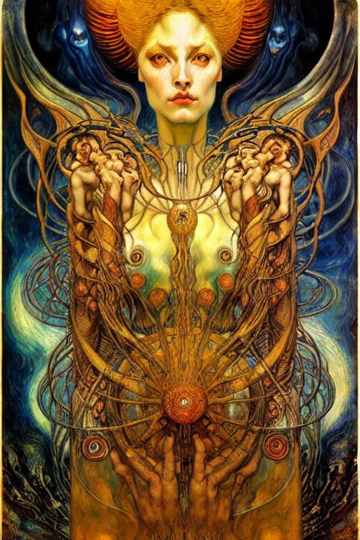 Image similar to Divine Chaos Engine by Karol Bak, Jean Delville, William Blake, Gustav Klimt, and Vincent Van Gogh, symbolist, visionary