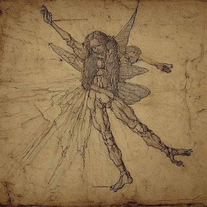 Prompt: blueprint of tooth fairy style leonardo da vinci