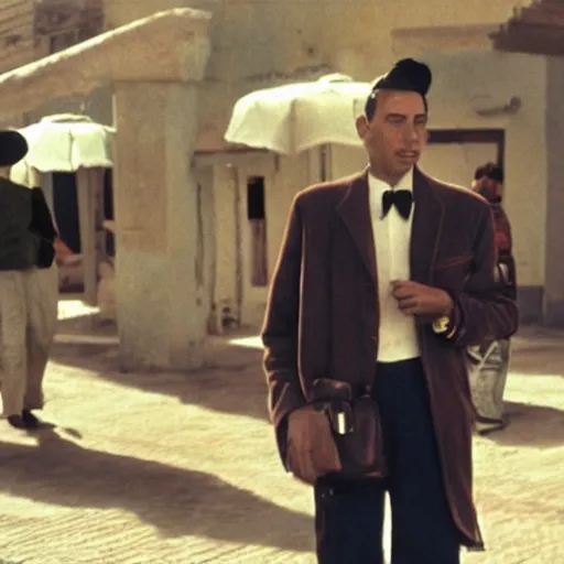 Image similar to Live Action Still of Jerma985 in Casablanca (film), real life, hyperrealistic, ultra realistic, realistic, highly detailed, epic, HD quality, 8k resolution, body and headshot, film still