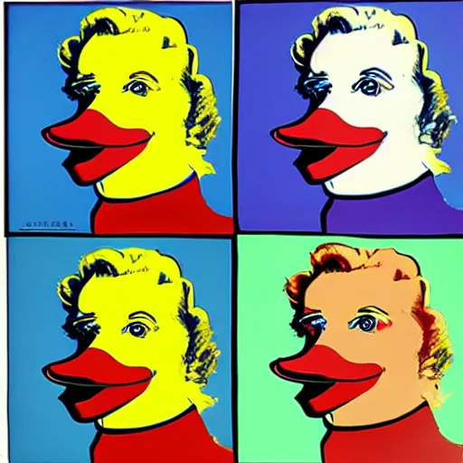 Prompt: Andy Warhol pop art one duck