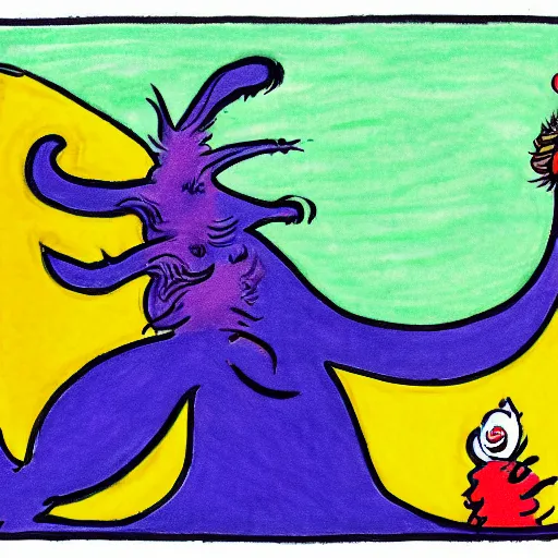 Image similar to a creature, drawn by dr. seuss, 8 k, illustration