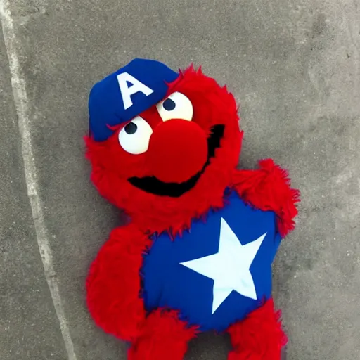 Image similar to elmo as captain america