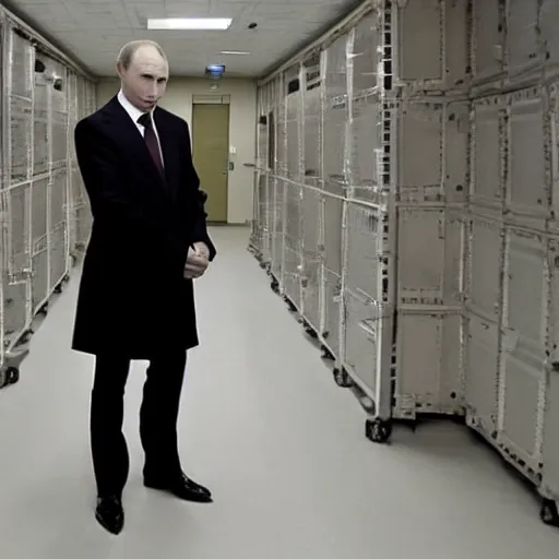 Image similar to vladimir putin in the scp foundation basement floor, photo