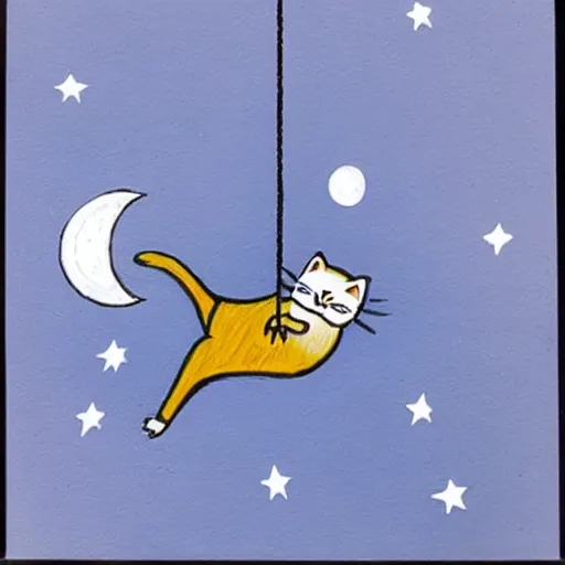 Prompt: 'a cat with two swings on the moon'