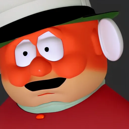 Image similar to eric cartman, low - poly 3 d model, rendered in octane, ambient occlusion