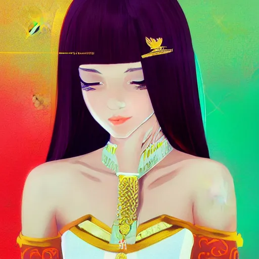 Image similar to pretty woman in goddess princess attire, painted by ilya kuvshinov