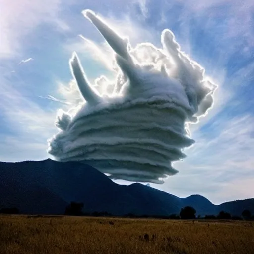 Image similar to a mesmerizing cloud looking like a dragon