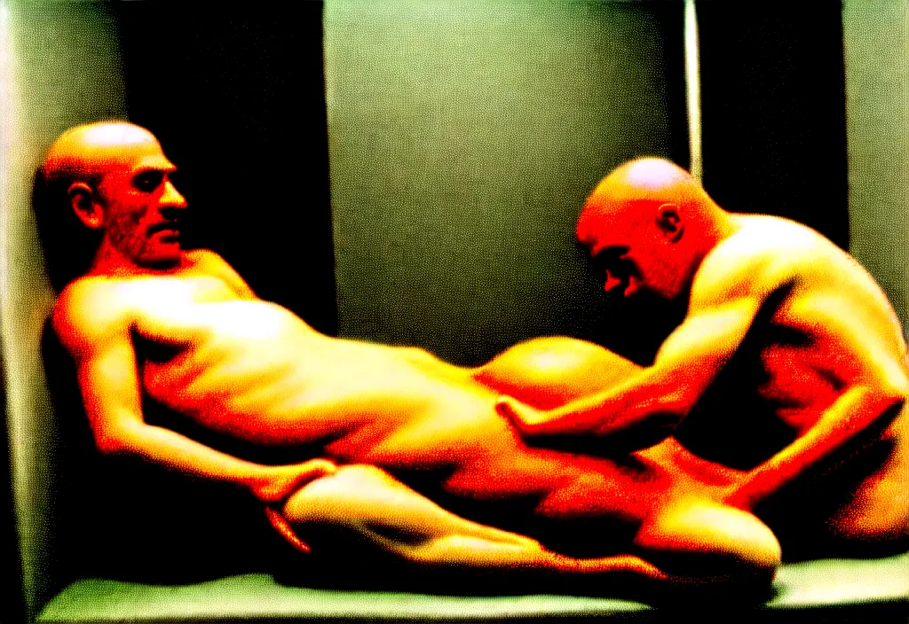 Prompt: old man's spirit leaving the body, home album color photo, 1 9 7 7