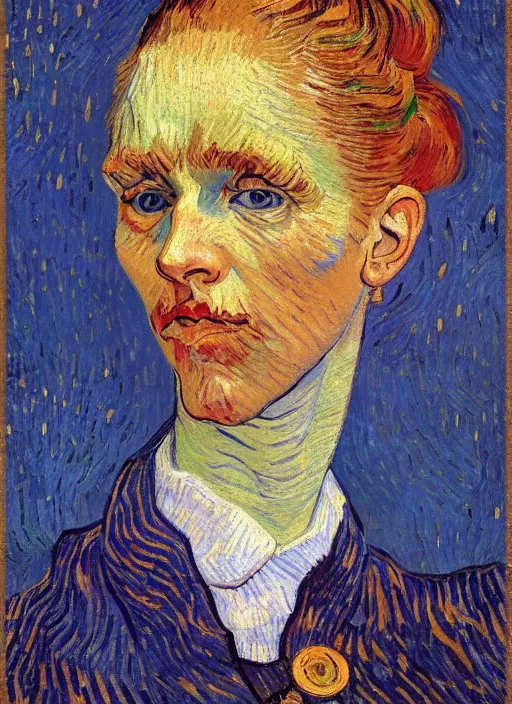 Prompt: !! portrait of the beautiful artist's muse!! by van gogh, detailed face, symmetrical painting, beautiful expressionist oil painting masterpiece, 8 k resolution, smooth, sharp focus, pastel color palette, trending on artstation