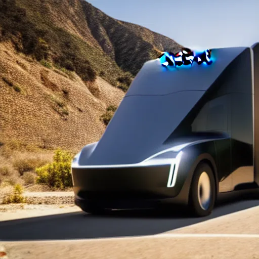 Image similar to photograph, Tesla Cybertruck, by Pete Biro, press release, cinematic, malibu canyon, 8k, depth of field, bokeh. debadged