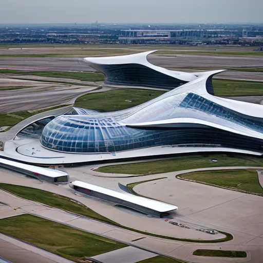 Image similar to dallas forth worth international airport designed by Zaha Hadid