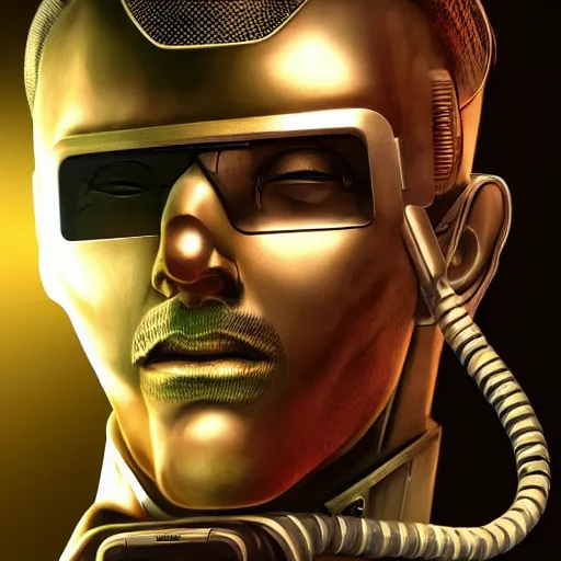 Prompt: a man with a vintage computer monitor for a head award winning cyber punk art, uncanny valley, detailed face, sci - fi book cover, retro futuristic,