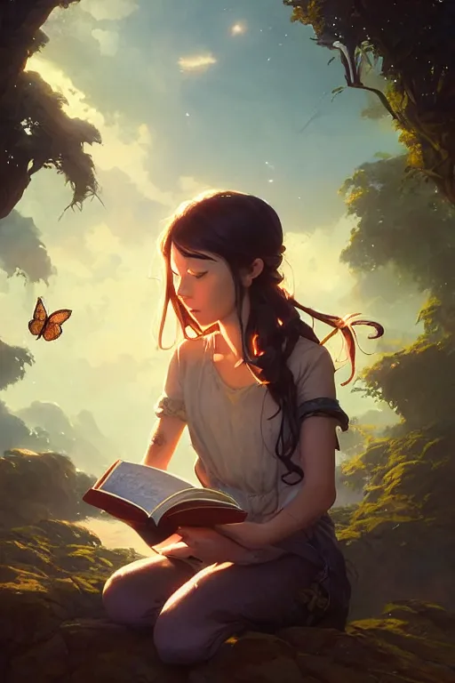 Prompt: highly detailed portrait of beautiful girl reading a book in avatar, dynamic pose, stephen bliss, unreal engine, fantasy art by greg rutkowski, loish, rhads, ferdinand knab, makoto shinkai and lois van baarle, ilya kuvshinov, rossdraws, tom bagshaw, global illumination, radiant light, detailed and intricate environment