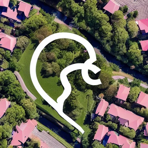 Image similar to satellite photo of a houses in the shape of a question mark