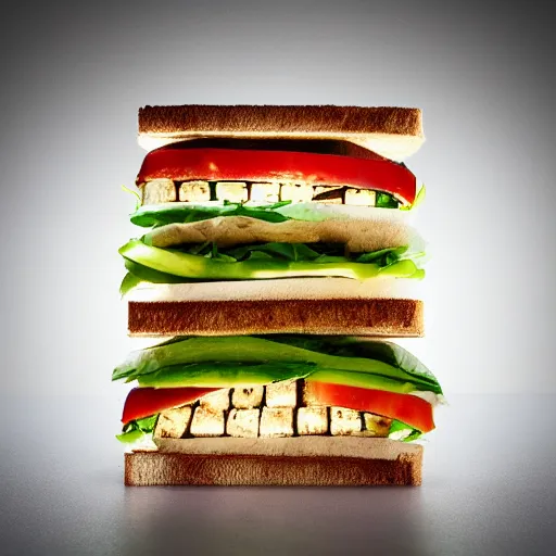 Prompt: tofu sandwich of leds, studio photo, amazing light