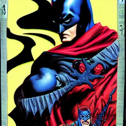 Image similar to the batman, terrifying, artwork by kelley jones