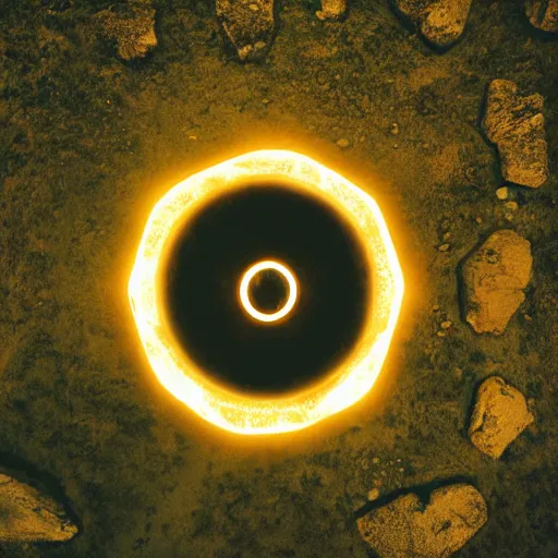 Prompt: ancient demon summoning, magic, shot from drone, witchcraft, night, bright lights, circle, symmetry, screenshot