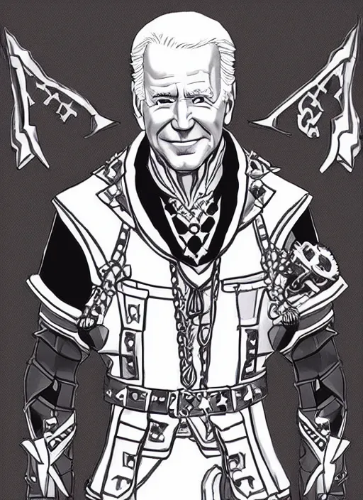 Image similar to joe biden as a kingdom hearts villain, official square enix concept art, intricate design, high definition, delicate patterned, fantasy, fashionable rpg clothing