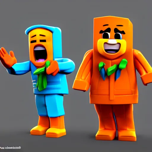 Prompt: high quality 3d render of happy roblox figures, bright and fun colors, octane render, trending on artstation