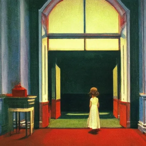 Prompt: The Shining, by Edward Hopper, extremely detailed,