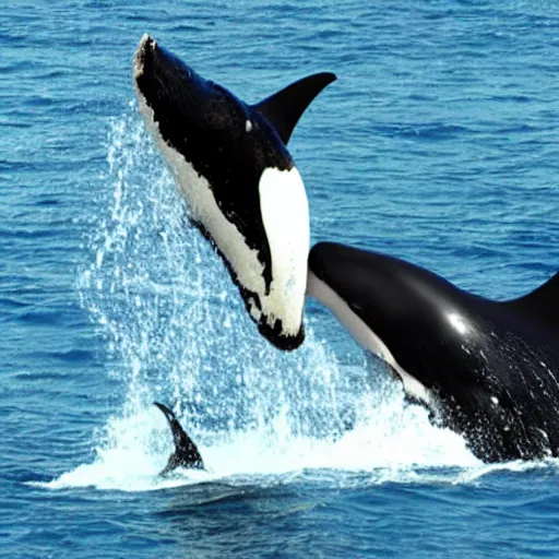 Image similar to A humanoid orca whale and great white shark boxing in a ring