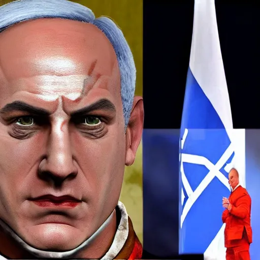 Image similar to benjamin netanyahu as kratos from god of war, looks like benjamin netanyahu