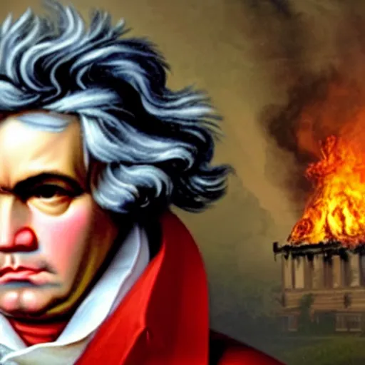 Prompt: beethoven commits arson