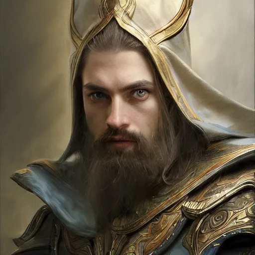Prompt: High Elf portrait, hyperrealistic digital art, overcast lighting, extremely detailed, sharp focus, intricate ornamentation, Ruan Jia, Sargent