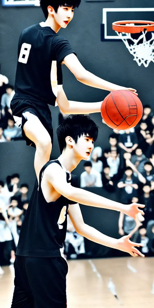 Image similar to cai xukun playing basketball