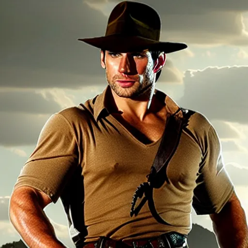 Image similar to Henry Cavill as Indiana Jones