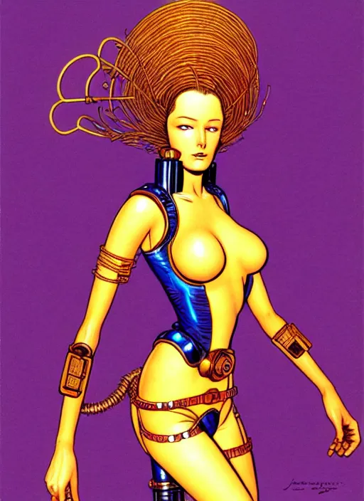 Image similar to image of beautyful female android steampunk by jean giraud,