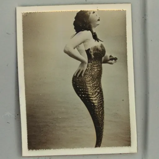 Image similar to vintage mermaid, polaroid