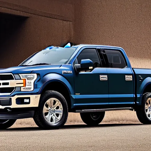 Prompt: a ford f-150 thats a tank, 4k, high detail, high-resolution photograph, professional photography, ultra-detail