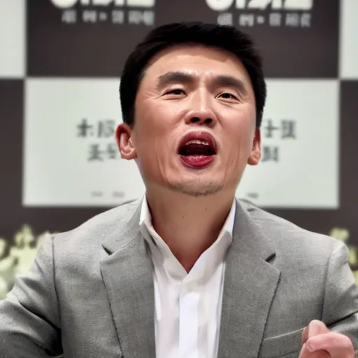 Image similar to ceo of binance changpeng zhao screaming while angry customers grab