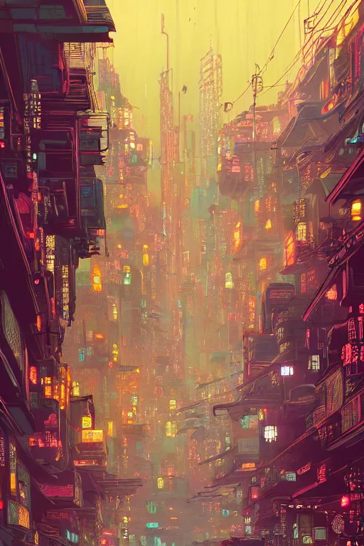 Image similar to a beautiful hyperdetailed matte 4 k hd wallpaper illustration victo ngai cyberpunk style of absolutely beautiful cyberpunk town, from china, perfectly shaded, atmospheric lighting, style of studio ghibli, makoto shinkai, raphael lacoste, louis comfort tiffany, artgerm, james jean, ross tran, chinese style