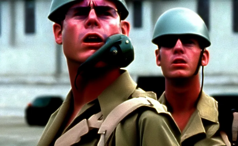 Prompt: John Paul the Second in a still from the movie Full Metal Jacket (1987), 4k, high quality