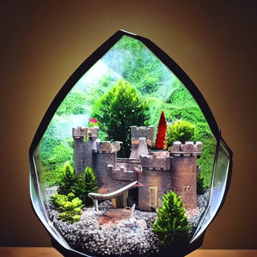 Prompt: castle inside a beautiful terrarium