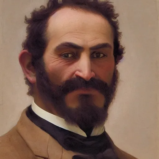 Image similar to detailed portrait painting of a green-skinned gentleman orc wearing brown tuxedo by William-Adolphe Bouguereau