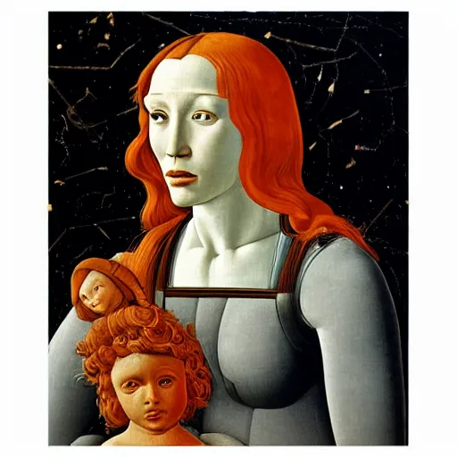 Image similar to the martian by sandro botticelli. tempera on panel