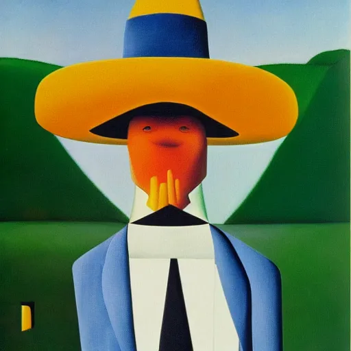 Prompt: The only colab between Tarsila do Amaral and Rene Magritte