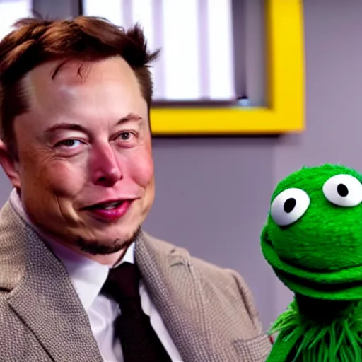 Image similar to Still of Elon Musk as a Muppet on Sesame Street