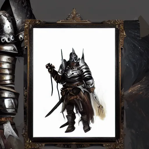 Prompt: detailed portrait of a black Minotaur general in plate armor, fantasy painting, concept art